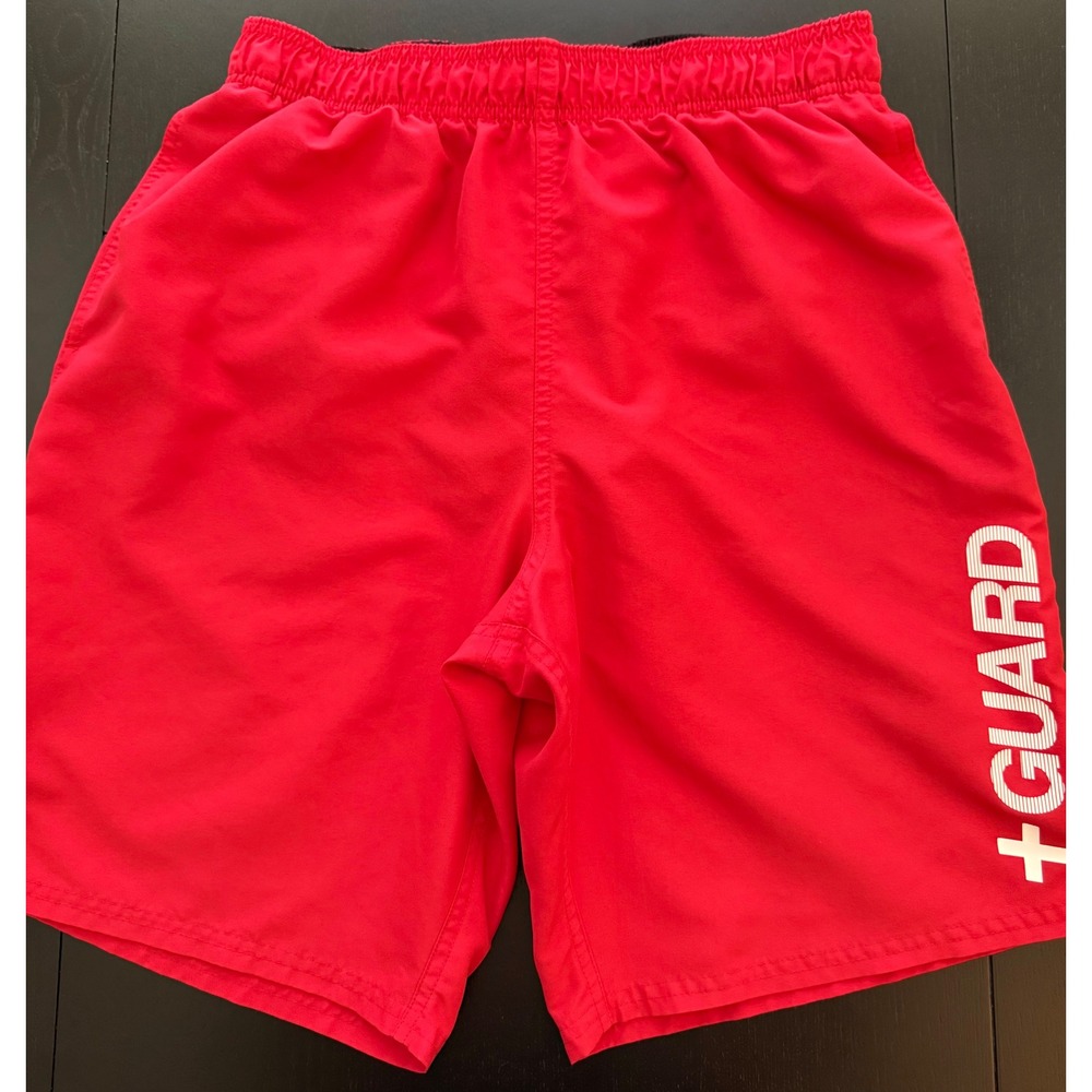 Nike Swim Men's 9" Guard Volley Short Trunks Size M (32-35) Red Mesh-Lined - Picture 2 of 12